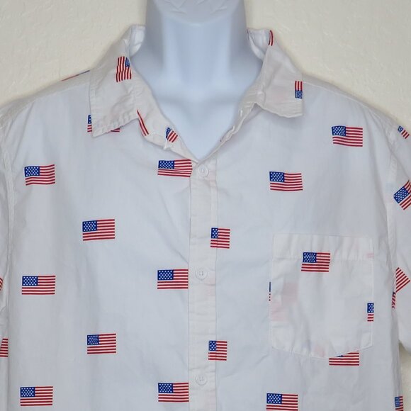 MAD Engine* Men's Short Sleeve Button Down Curved‎ Hem Chest Pocket Shirt~ XL - Picture 9 of 10